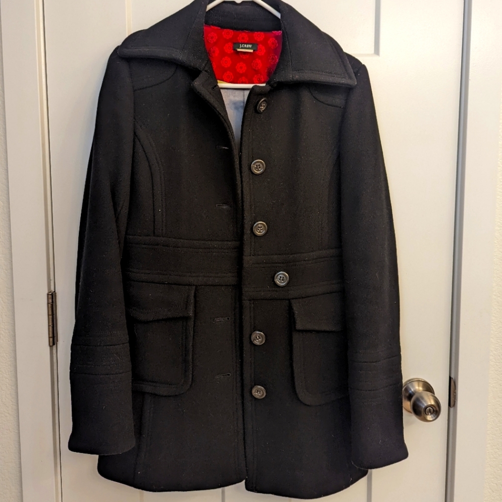 Black wool j.crew button down peacoat size 6